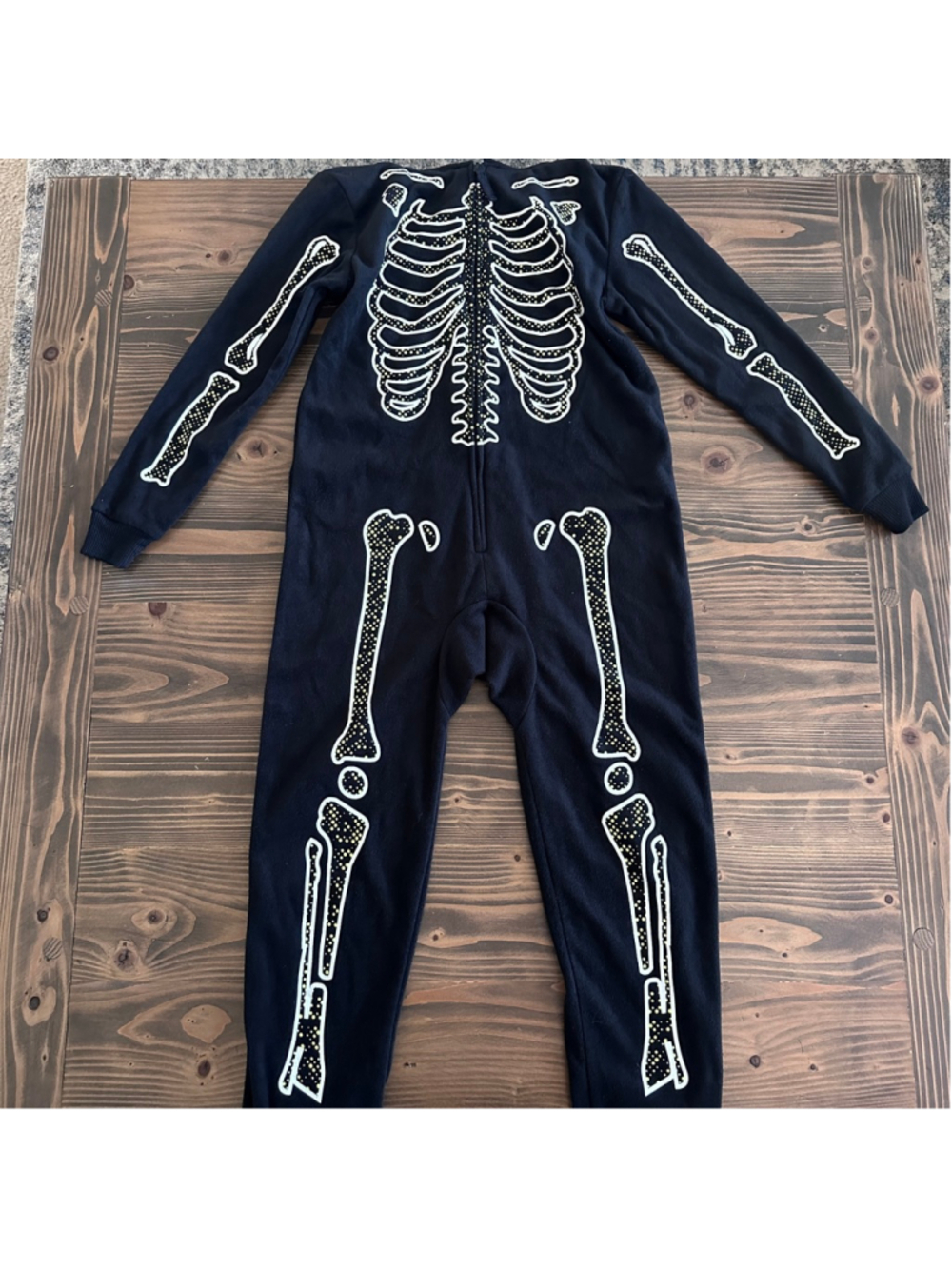 Cat & Jack Skeleton Pajamas Boys M 8 Black Hooded One Piece